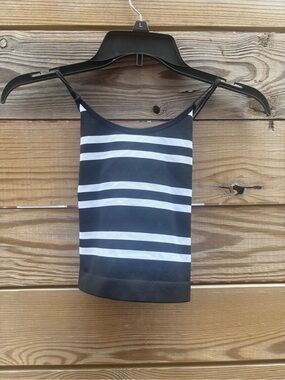 Striped Black & White Women's Cropped Tank Top